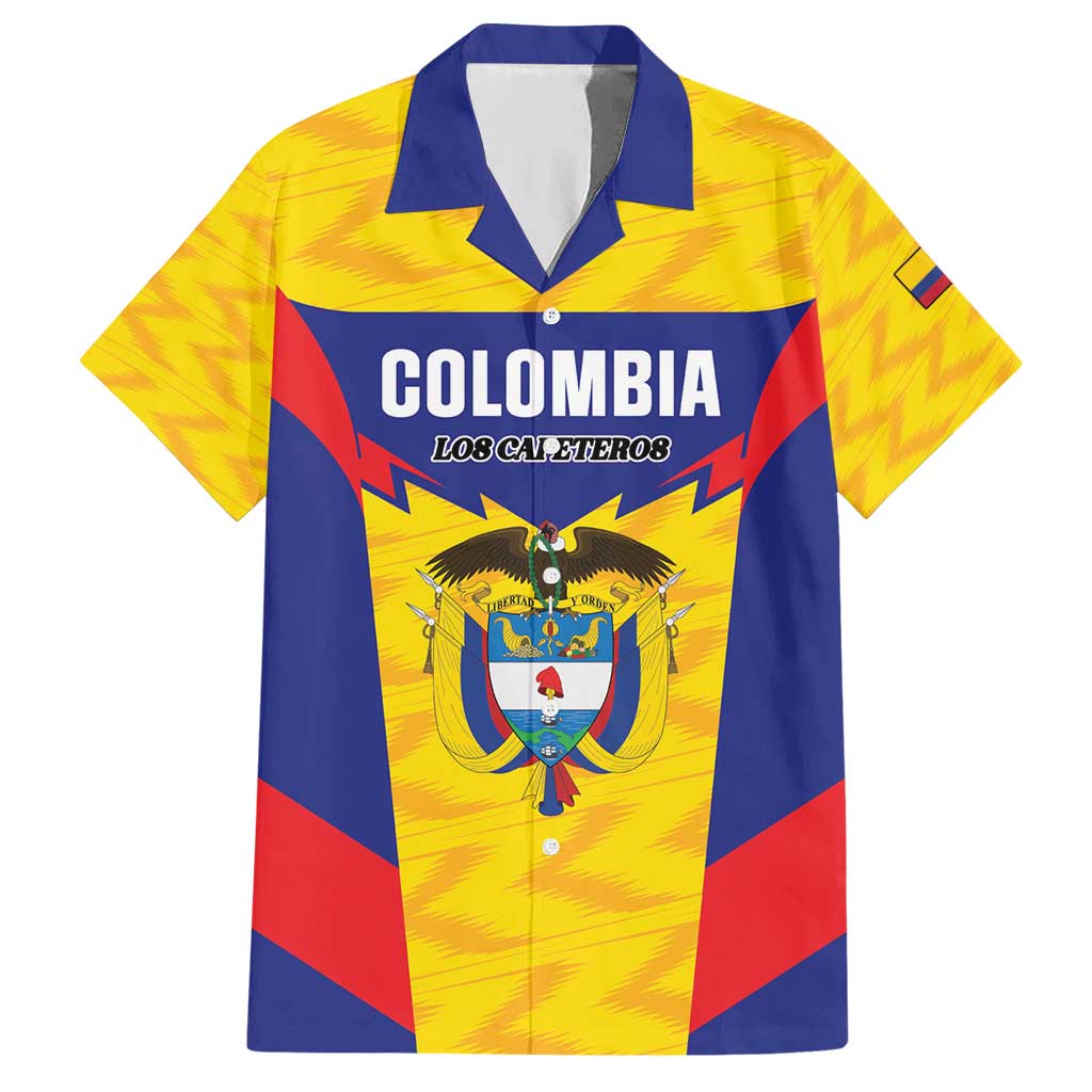 Custom Football Colombia Family Matching Short Sleeve Bodycon Dress and Hawaiian Shirt Los Cafeteros Go Champions