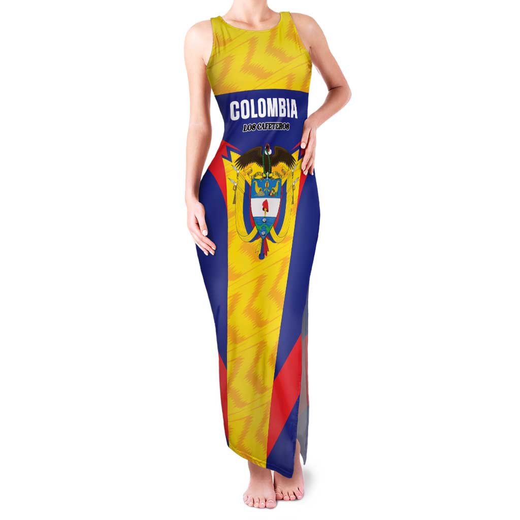 Custom Football Colombia Family Matching Tank Maxi Dress and Hawaiian Shirt Los Cafeteros Go Champions