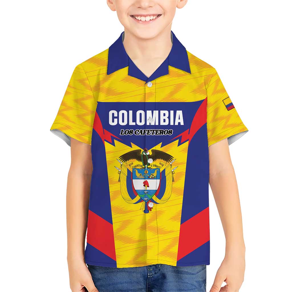 Custom Football Colombia Kid Hawaiian Shirt Los Cafeteros Go Champions