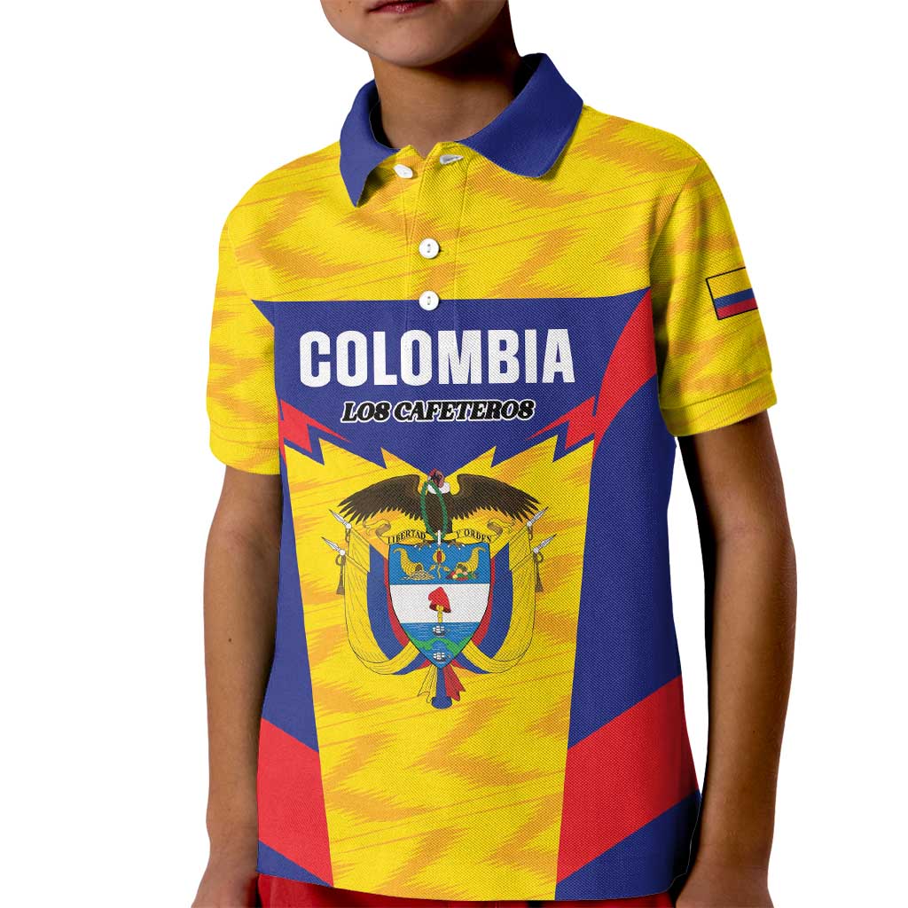Custom Football Colombia Kid Polo Shirt Los Cafeteros Go Champions