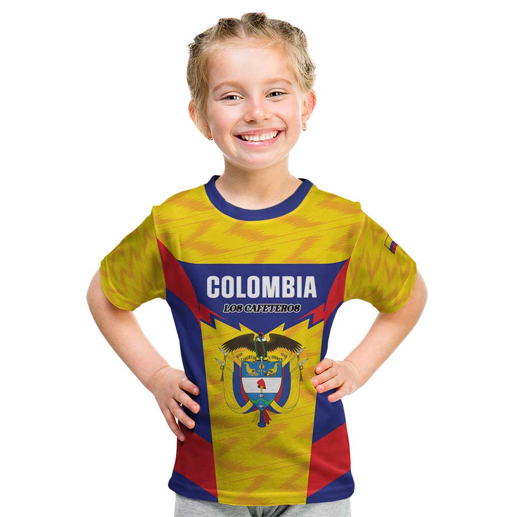 Custom Football Colombia Kid T Shirt Los Cafeteros Go Champions
