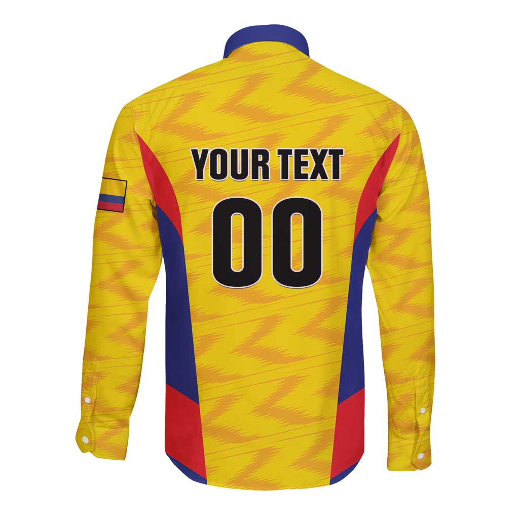 Custom Football Colombia Long Sleeve Button Shirt Los Cafeteros Go Champions