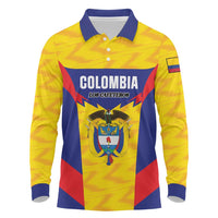 Custom Football Colombia Long Sleeve Polo Shirt Los Cafeteros Go Champions