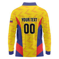 Custom Football Colombia Long Sleeve Polo Shirt Los Cafeteros Go Champions