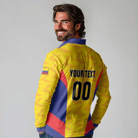 Custom Football Colombia Long Sleeve Polo Shirt Los Cafeteros Go Champions