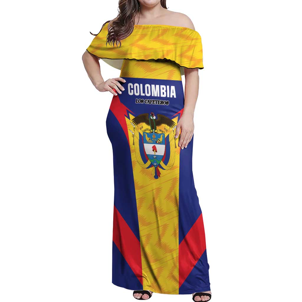 Custom Football Colombia Off Shoulder Maxi Dress Los Cafeteros Go Champions