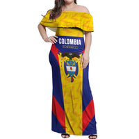 Custom Football Colombia Off Shoulder Maxi Dress Los Cafeteros Go Champions
