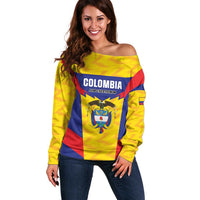 Custom Football Colombia Off Shoulder Sweater Los Cafeteros Go Champions