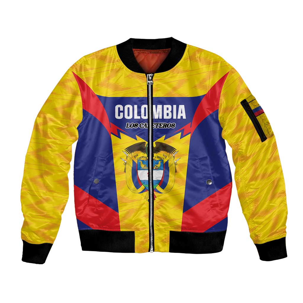 Custom Football Colombia Sleeve Zip Bomber Jacket Los Cafeteros Go Champions