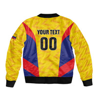 Custom Football Colombia Sleeve Zip Bomber Jacket Los Cafeteros Go Champions