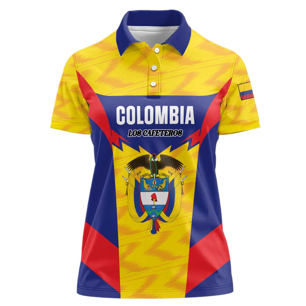 Custom Football Colombia Women Polo Shirt Los Cafeteros Go Champions