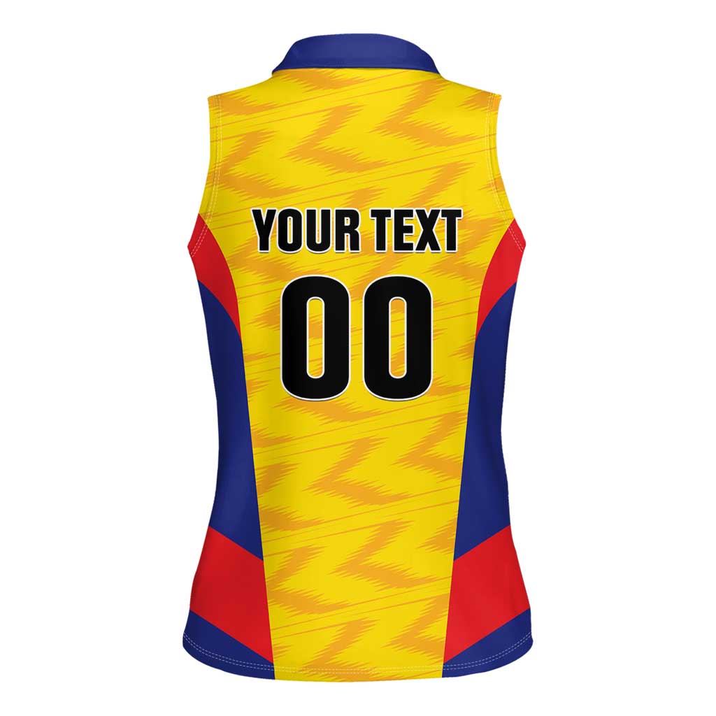 Custom Football Colombia Women Sleeveless Polo Shirt Los Cafeteros Go Champions