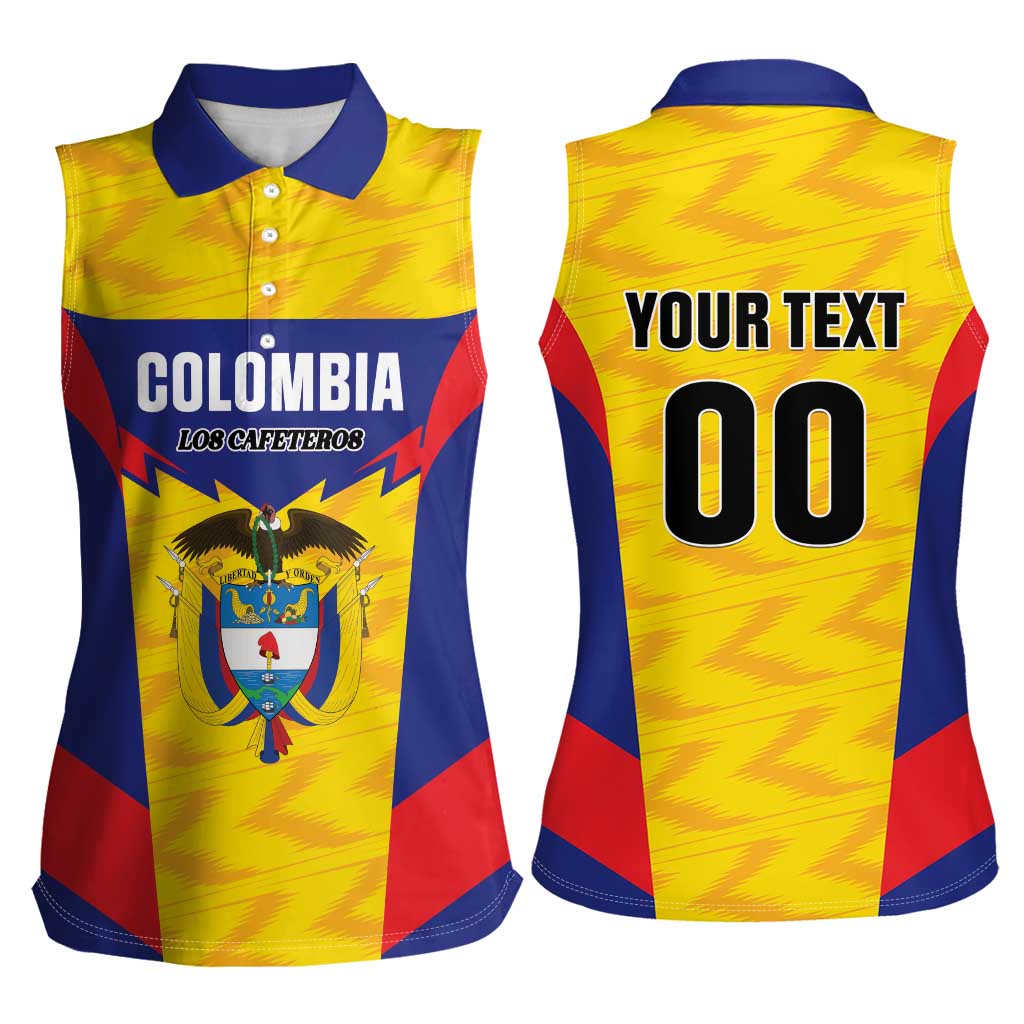 Custom Football Colombia Women Sleeveless Polo Shirt Los Cafeteros Go Champions