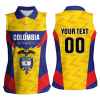 Custom Football Colombia Women Sleeveless Polo Shirt Los Cafeteros Go Champions
