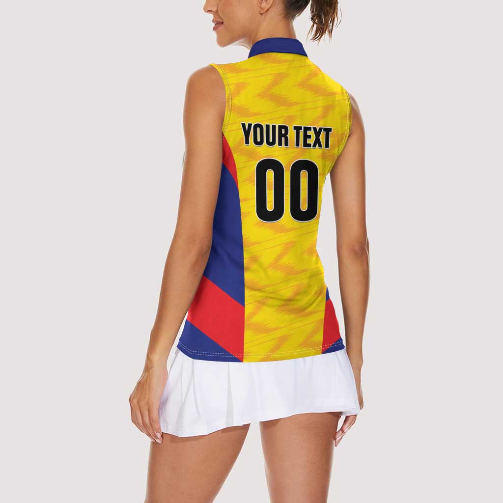Custom Football Colombia Women Sleeveless Polo Shirt Los Cafeteros Go Champions