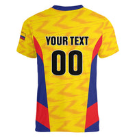 Custom Football Colombia Women V-Neck T-Shirt Los Cafeteros Go Champions