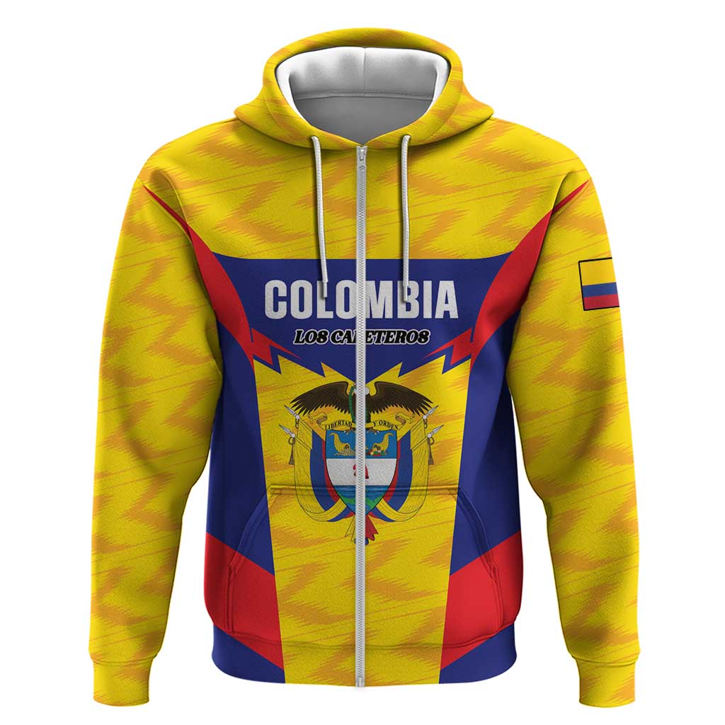Custom Football Colombia Zip Hoodie Los Cafeteros Go Champions