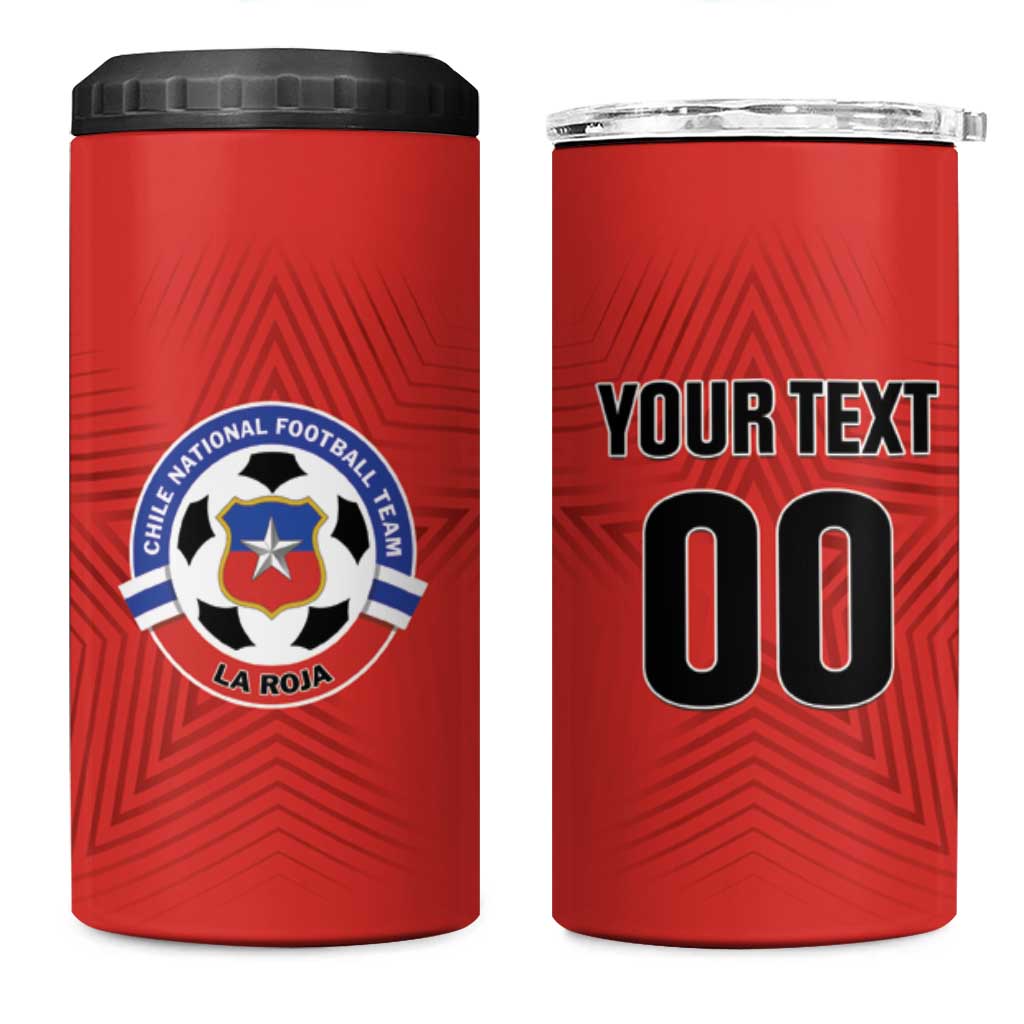 Custom Football Chile Football 4 in 1 Can Cooler Tumbler La Roja Go Champions