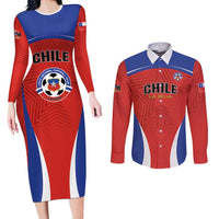 Custom Football Chile Football Couples Matching Long Sleeve Bodycon Dress and Long Sleeve Button Shirt La Roja Go Champions
