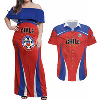 Custom Football Chile Football Couples Matching Off Shoulder Maxi Dress and Hawaiian Shirt La Roja Go Champions