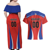 Custom Football Chile Football Couples Matching Off Shoulder Maxi Dress and Hawaiian Shirt La Roja Go Champions