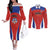 Custom Football Chile Football Couples Matching Off The Shoulder Long Sleeve Dress and Long Sleeve Button Shirt La Roja Go Champions