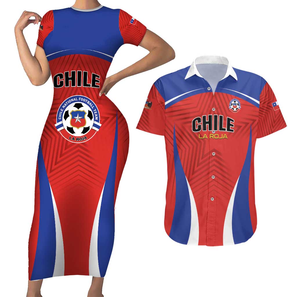 Custom Football Chile Football Couples Matching Short Sleeve Bodycon Dress and Hawaiian Shirt La Roja Go Champions