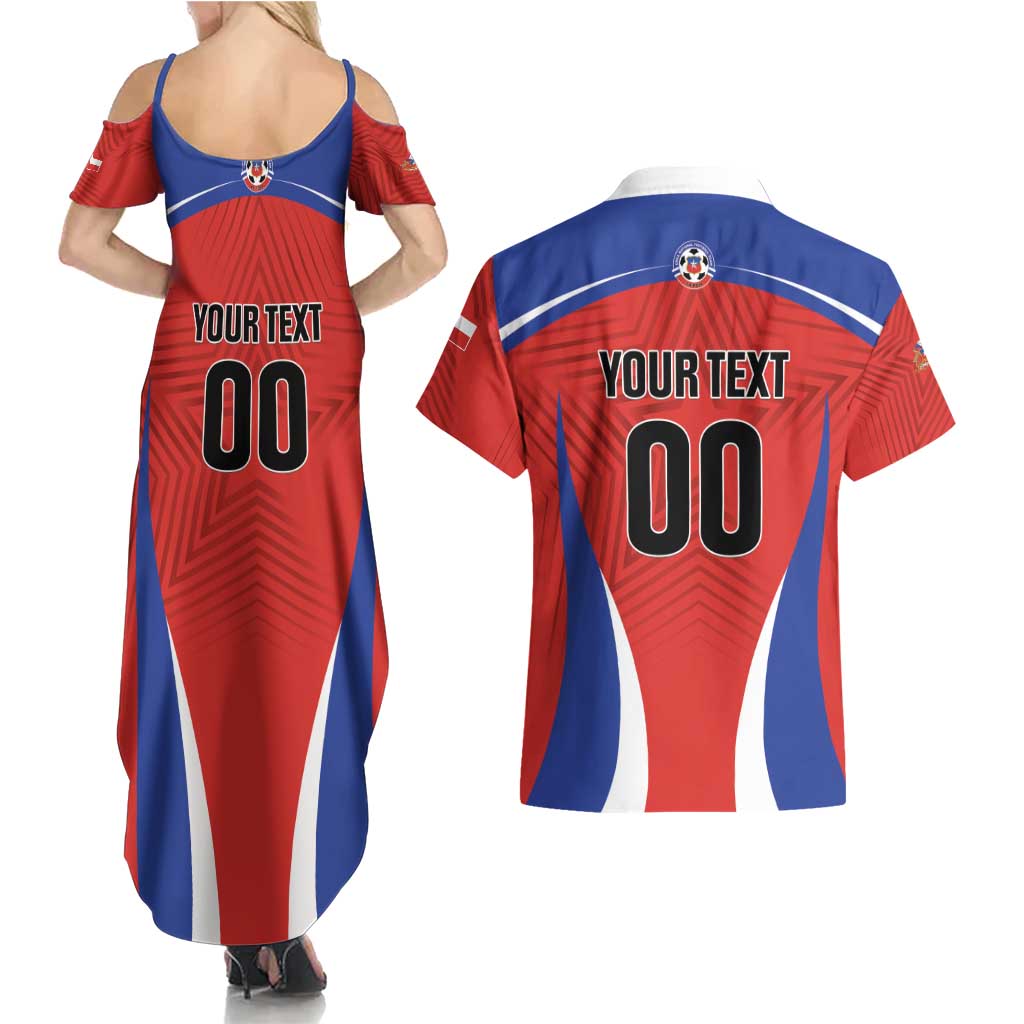 Custom Football Chile Football Couples Matching Summer Maxi Dress and Hawaiian Shirt La Roja Go Champions