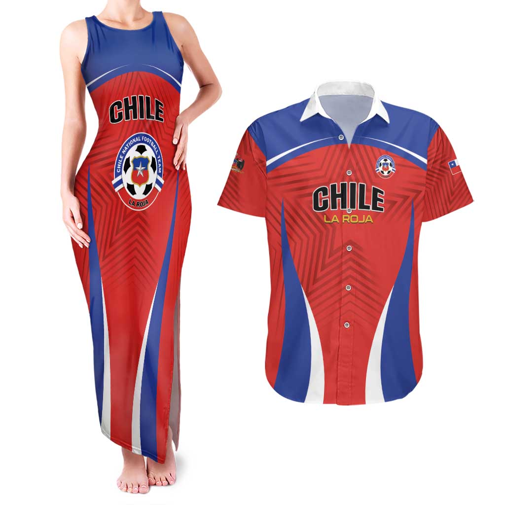 Custom Football Chile Football Couples Matching Tank Maxi Dress and Hawaiian Shirt La Roja Go Champions