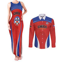 Custom Football Chile Football Couples Matching Tank Maxi Dress and Long Sleeve Button Shirt La Roja Go Champions