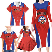 Custom Football Chile Football Family Matching Long Sleeve Bodycon Dress and Hawaiian Shirt La Roja Go Champions