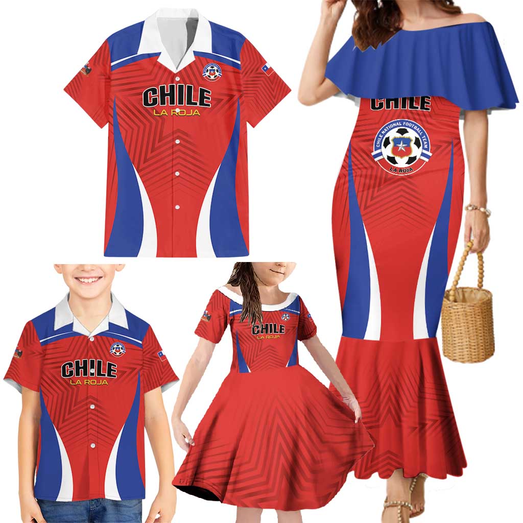 Custom Football Chile Football Family Matching Mermaid Dress and Hawaiian Shirt La Roja Go Champions