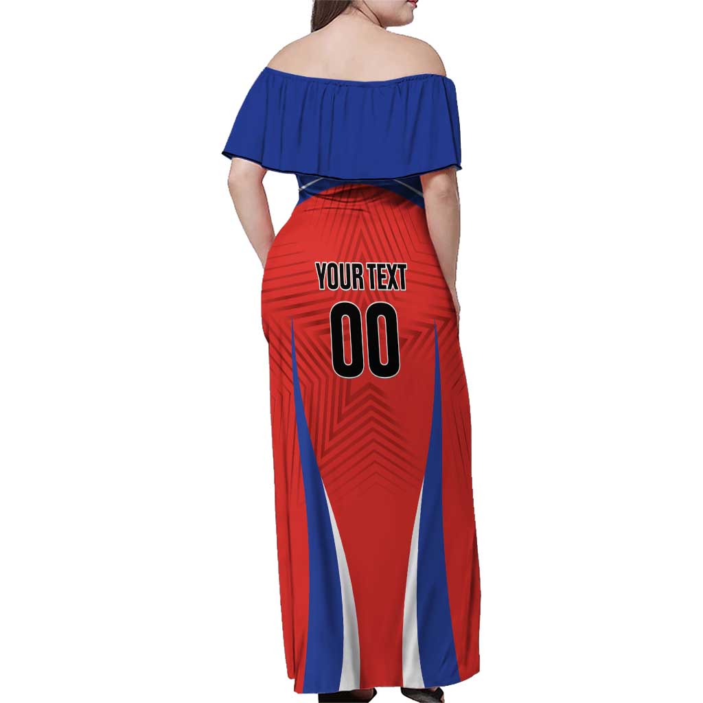 Custom Football Chile Football Family Matching Off Shoulder Maxi Dress and Hawaiian Shirt La Roja Go Champions