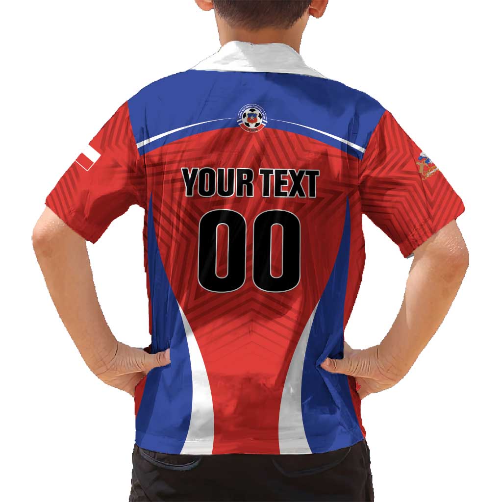 Custom Football Chile Football Family Matching Off Shoulder Short Dress and Hawaiian Shirt La Roja Go Champions