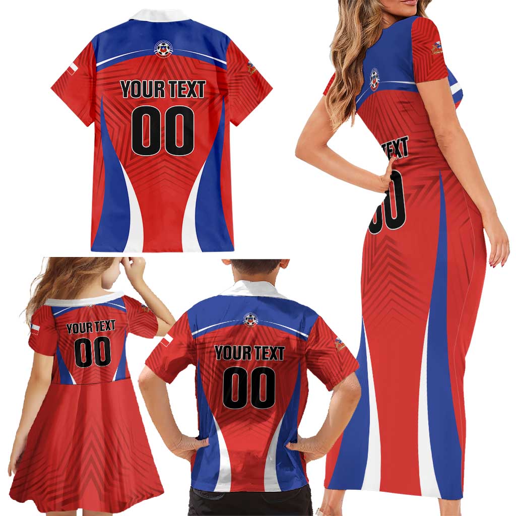 Custom Football Chile Football Family Matching Short Sleeve Bodycon Dress and Hawaiian Shirt La Roja Go Champions