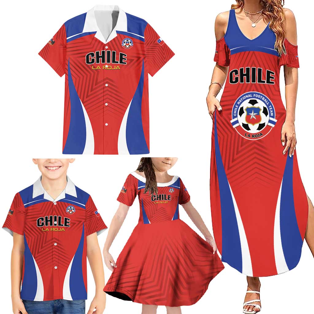 Custom Football Chile Football Family Matching Summer Maxi Dress and Hawaiian Shirt La Roja Go Champions