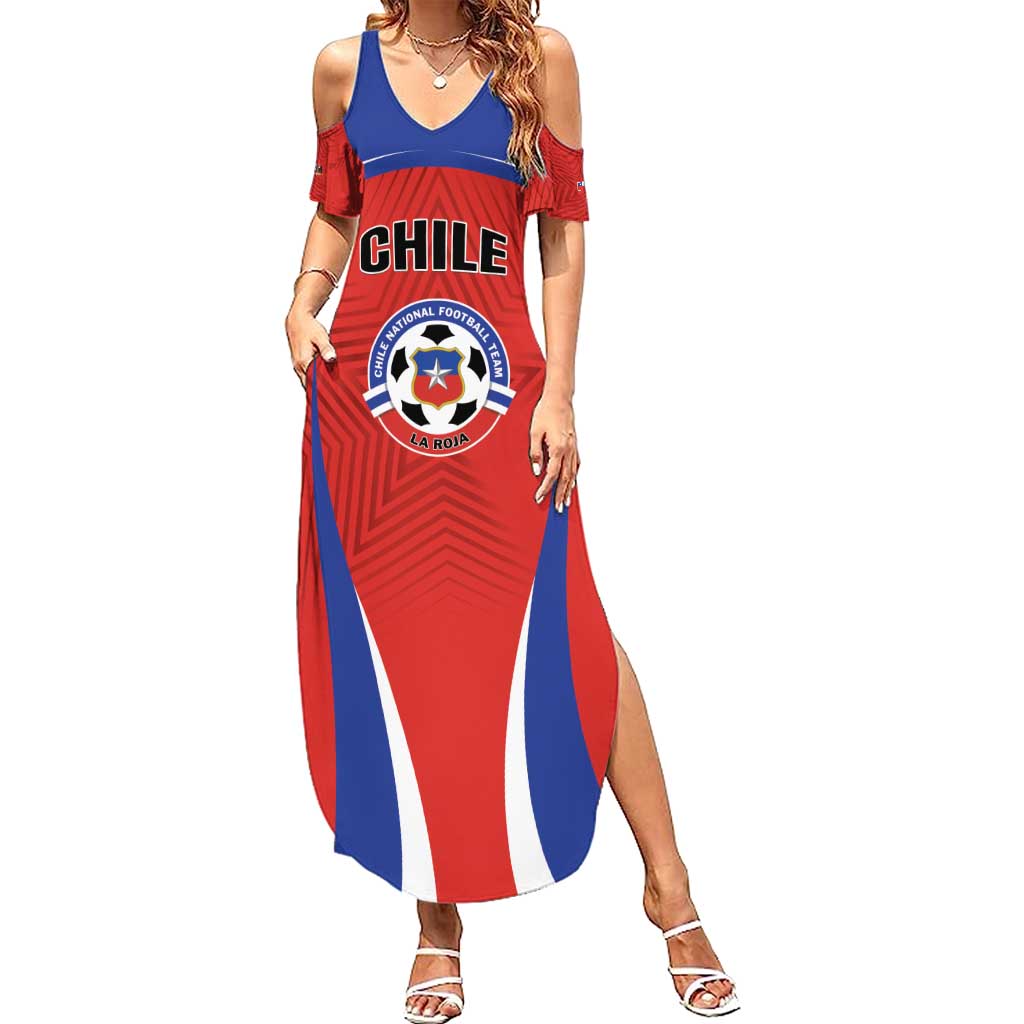 Custom Football Chile Football Family Matching Summer Maxi Dress and Hawaiian Shirt La Roja Go Champions