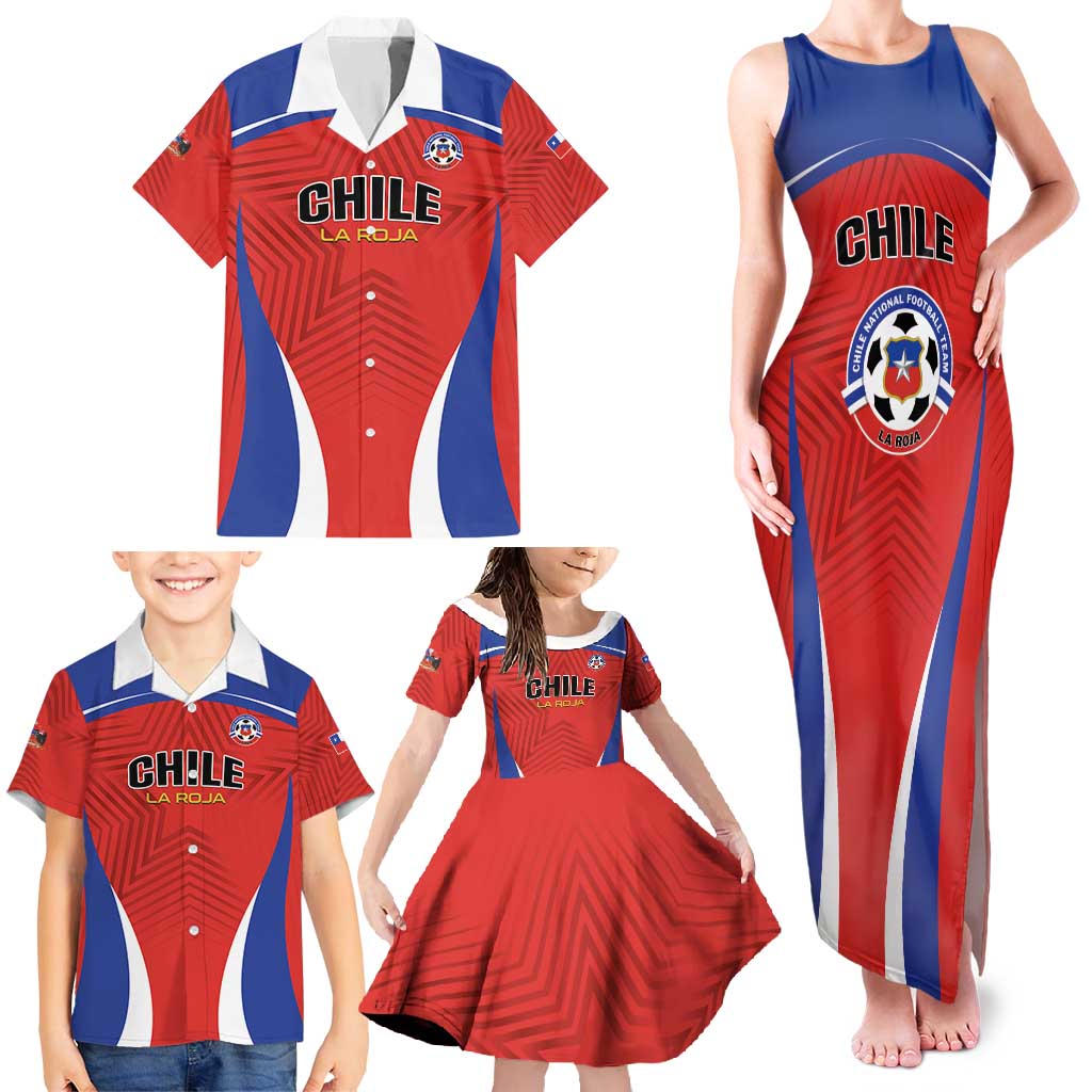 Custom Football Chile Football Family Matching Tank Maxi Dress and Hawaiian Shirt La Roja Go Champions