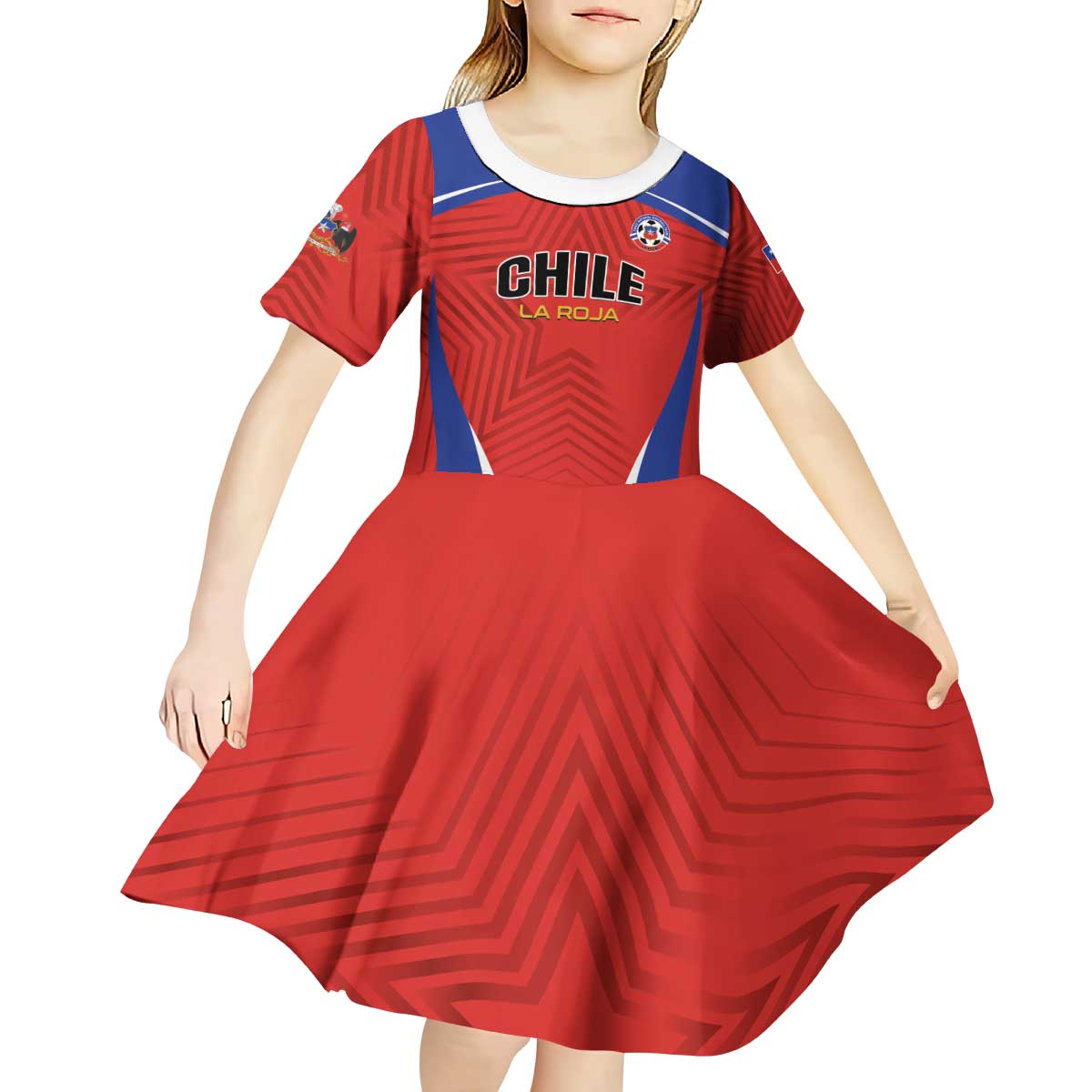 Custom Football Chile Football Kid Short Sleeve Dress La Roja Go Champions