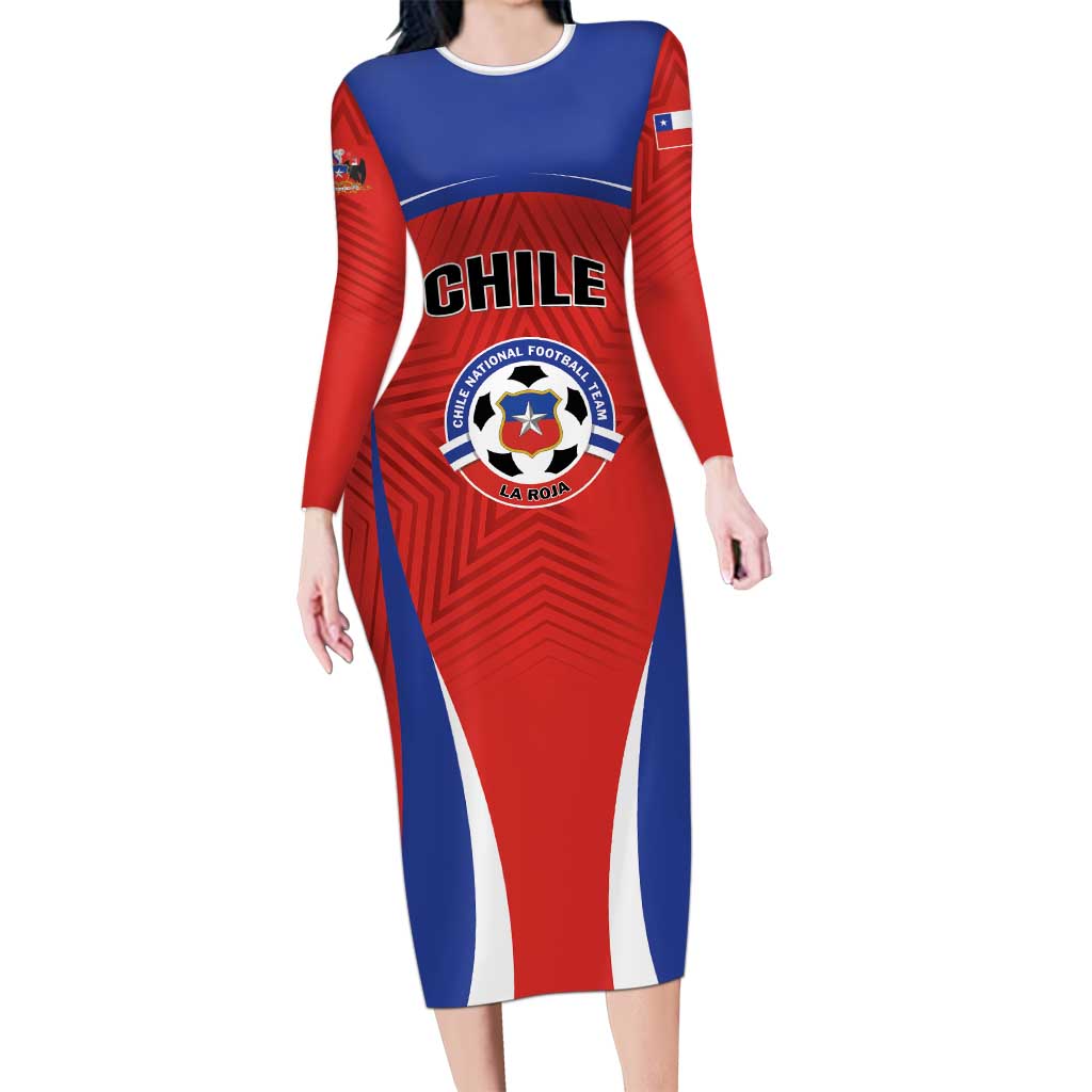 Custom Football Chile Football Long Sleeve Bodycon Dress La Roja Go Champions