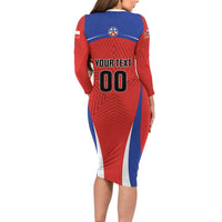 Custom Football Chile Football Long Sleeve Bodycon Dress La Roja Go Champions