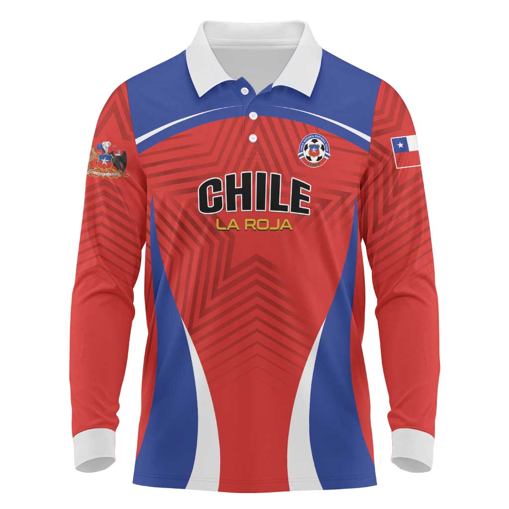 Custom Football Chile Football Long Sleeve Polo Shirt La Roja Go Champions