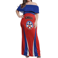 Custom Football Chile Football Off Shoulder Maxi Dress La Roja Go Champions