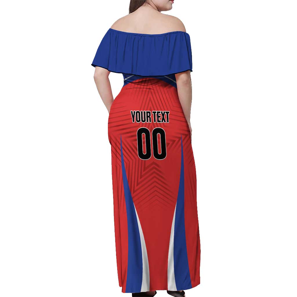 Custom Football Chile Football Off Shoulder Maxi Dress La Roja Go Champions