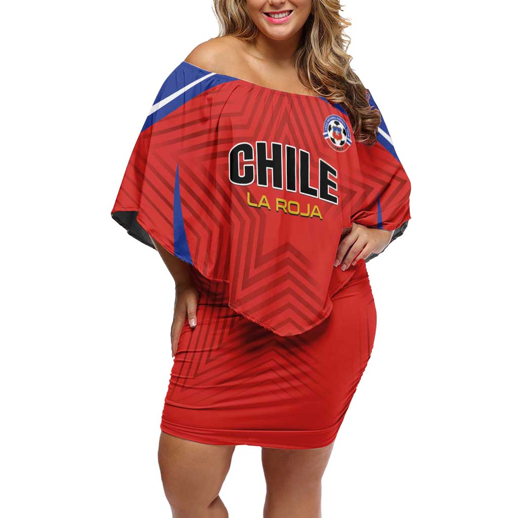 Custom Football Chile Football Off Shoulder Short Dress La Roja Go Champions