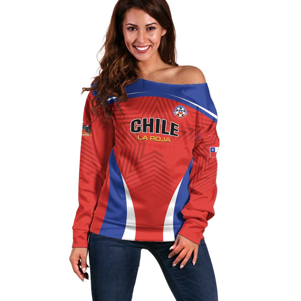 Custom Football Chile Football Off Shoulder Sweater La Roja Go Champions