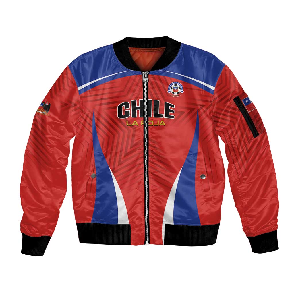 Custom Football Chile Football Sleeve Zip Bomber Jacket La Roja Go Champions