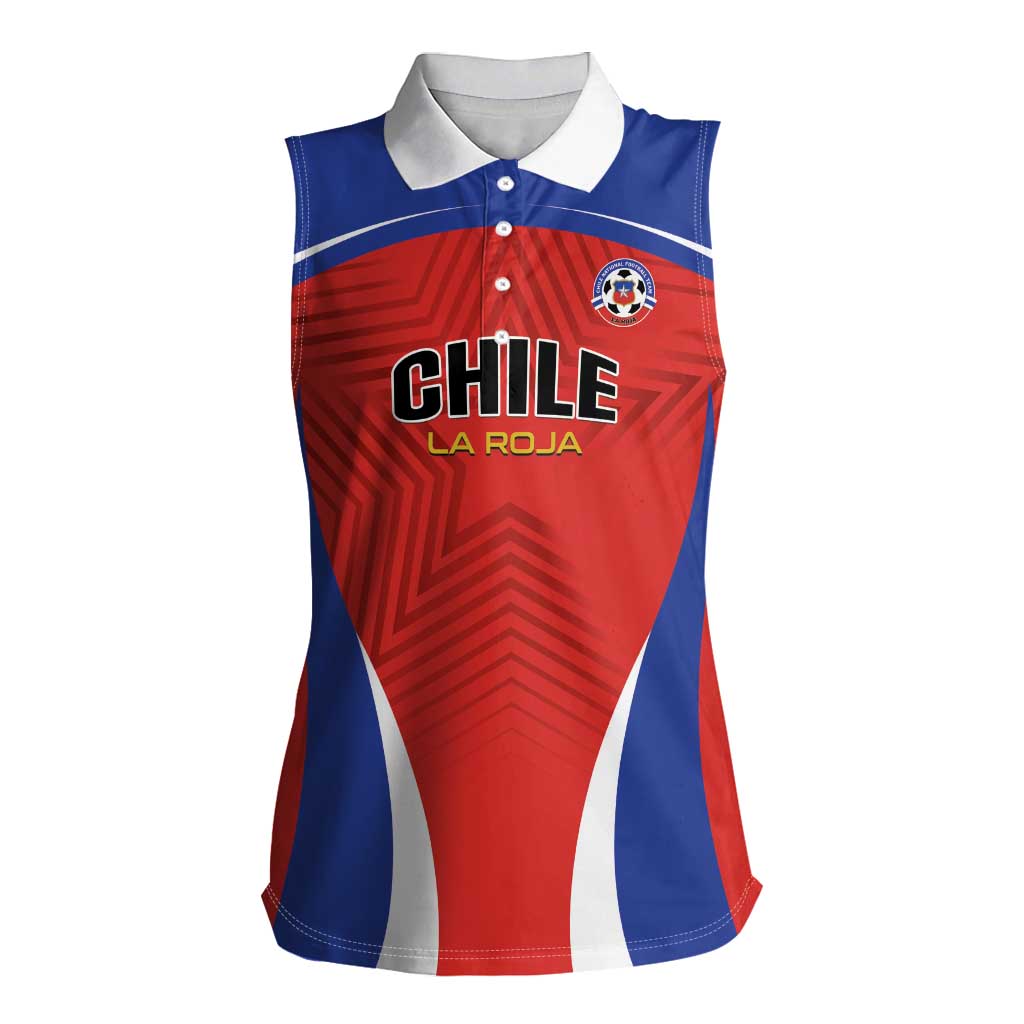 Custom Football Chile Football Women Sleeveless Polo Shirt La Roja Go Champions