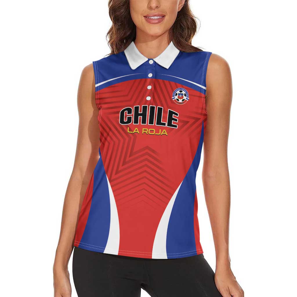 Custom Football Chile Football Women Sleeveless Polo Shirt La Roja Go Champions