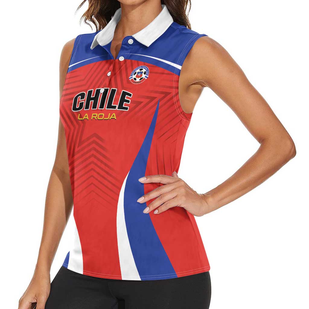 Custom Football Chile Football Women Sleeveless Polo Shirt La Roja Go Champions